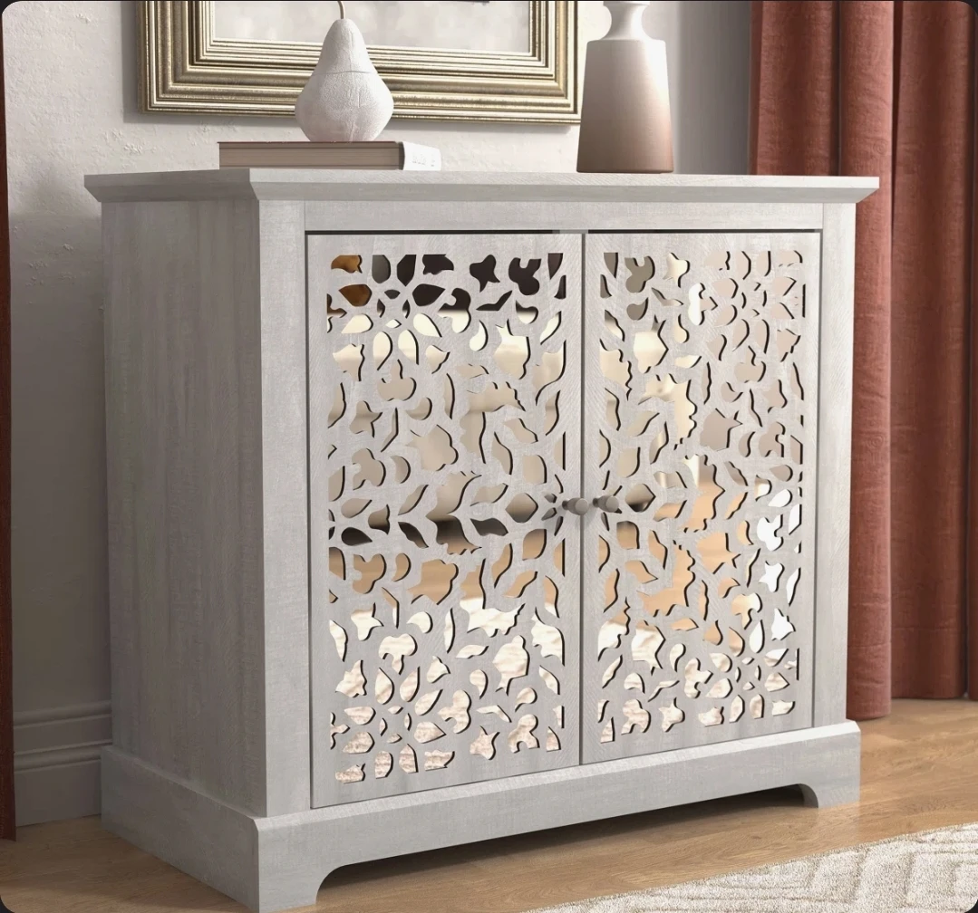 2 Door Mirrored Accent Cabinet