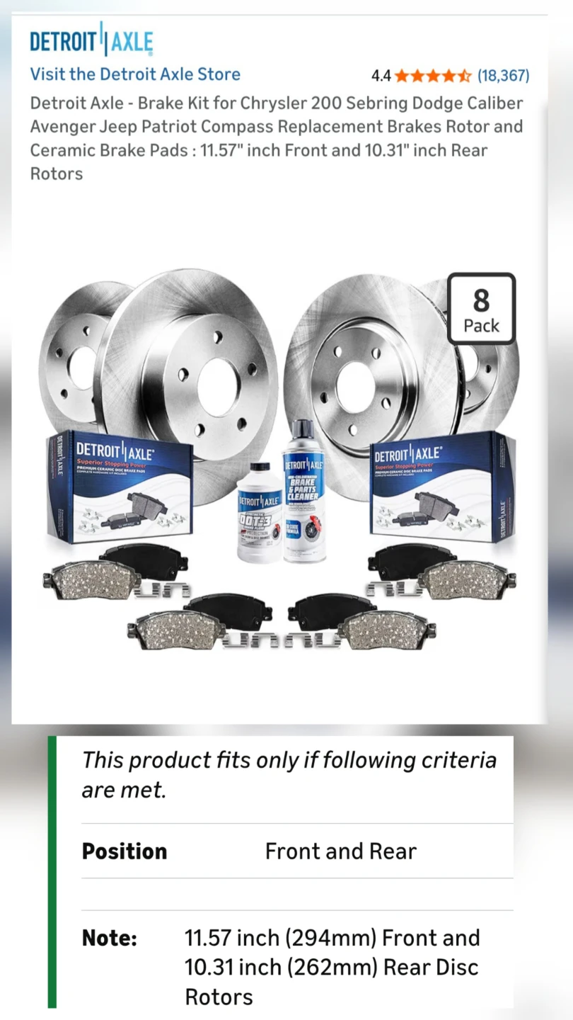 Detroit Axle Brake Kit - Rotors and Ceramic Pads - photo 2