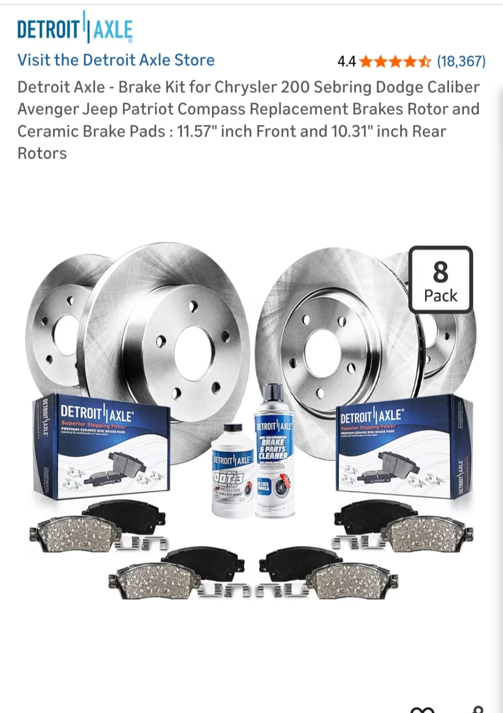 Detroit Axle Brake Kit - Rotors and Ceramic Pads - photo 3