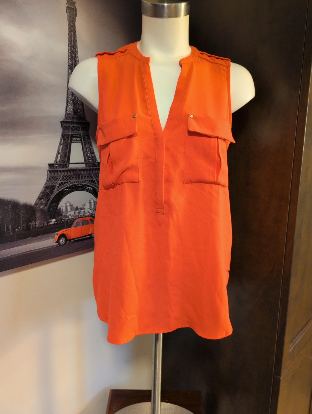 Dynamite sleeveless v-neck top - orange - P/S