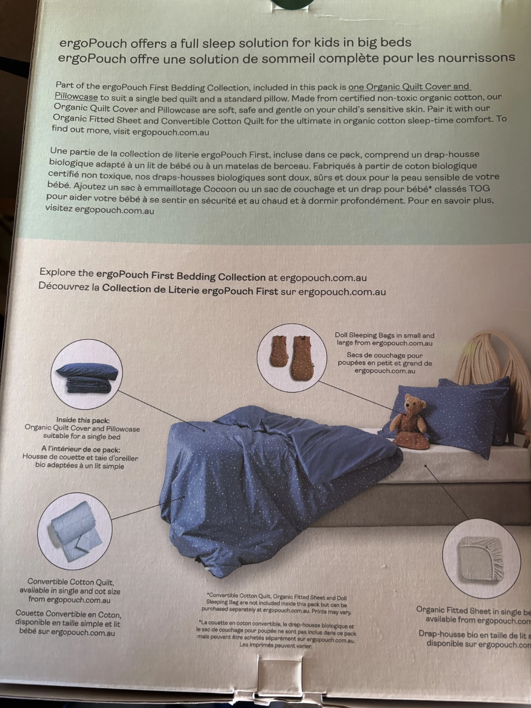 🆕 ErgoPouch Organic Quilt Cover and Pillowcase - photo 2