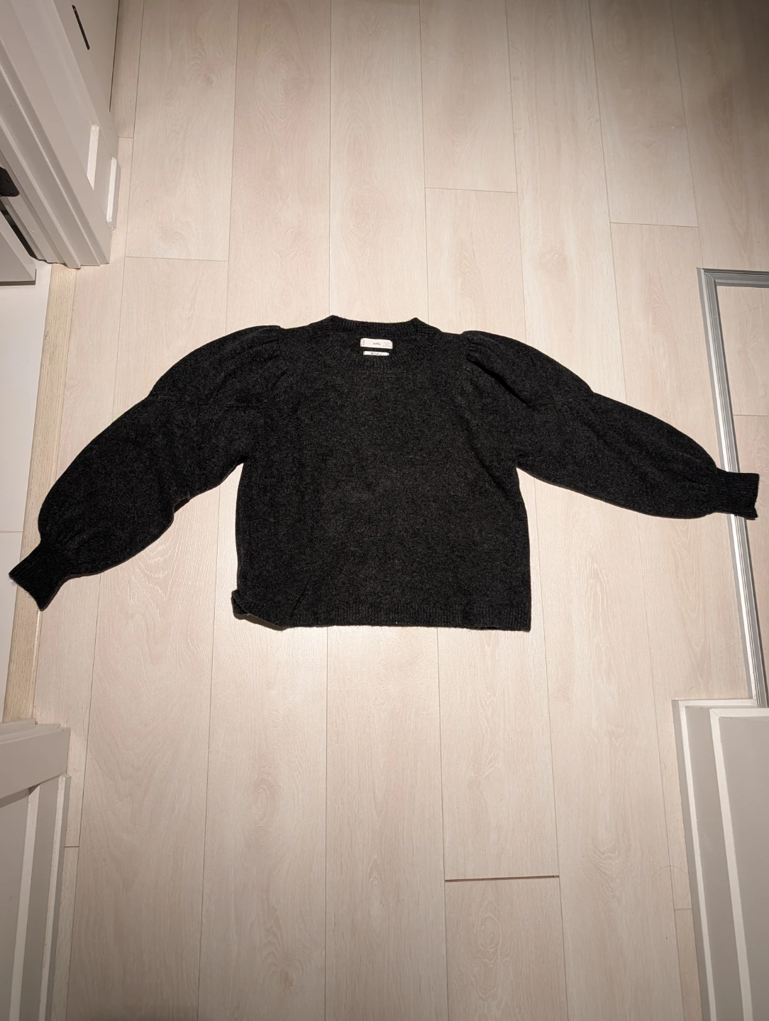 Dark Grey Sweater with Puff Sleeves - Size Medium