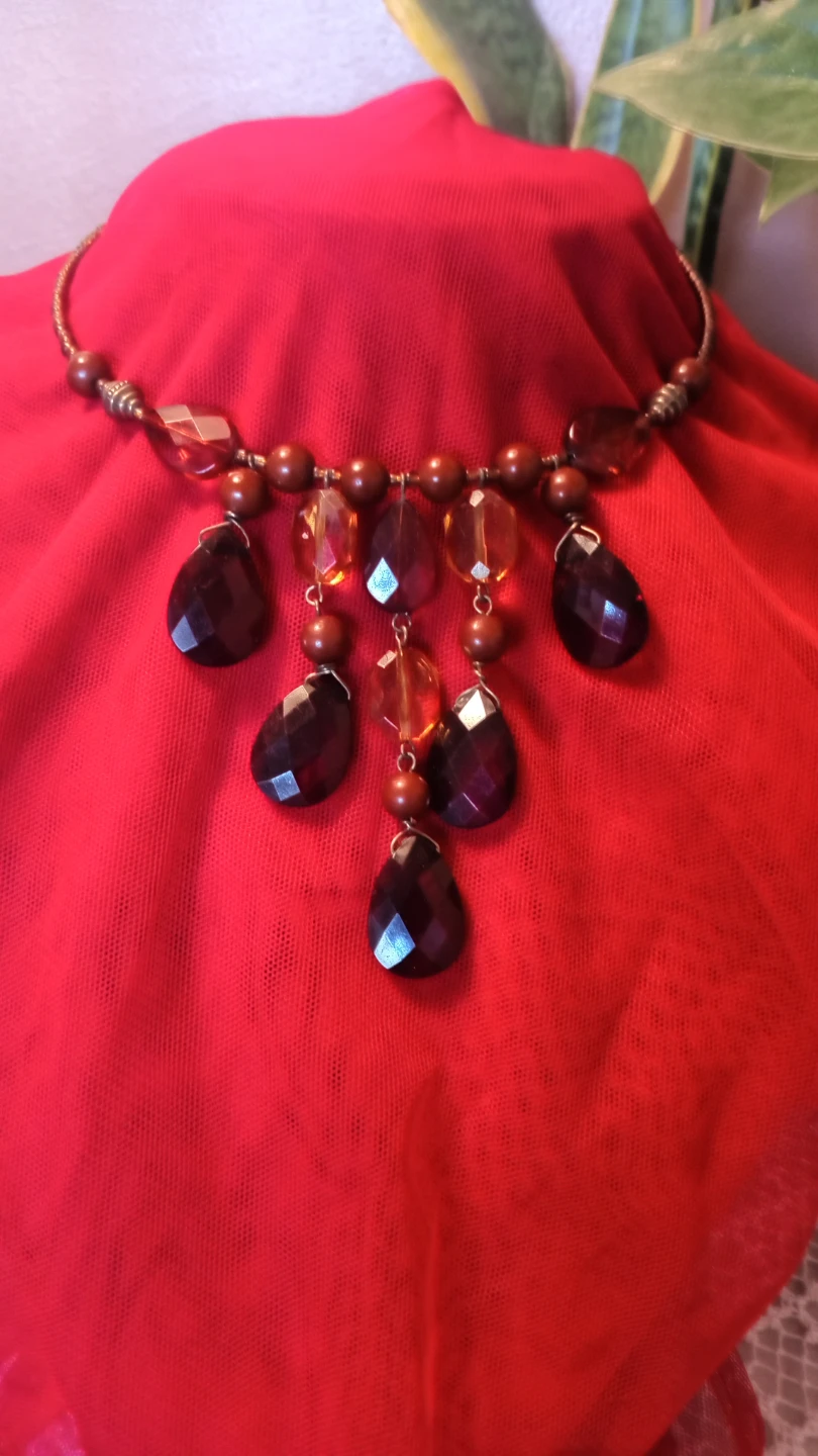Beaded Choker Necklace with Dangle Pendants