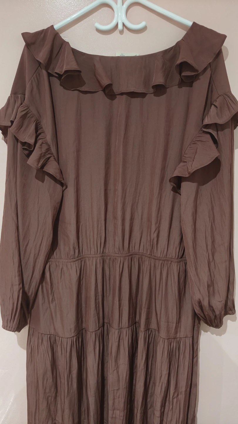 Universal Thread Ruffle Tiered Maxi Dress Brown Size XXL - photo 5
