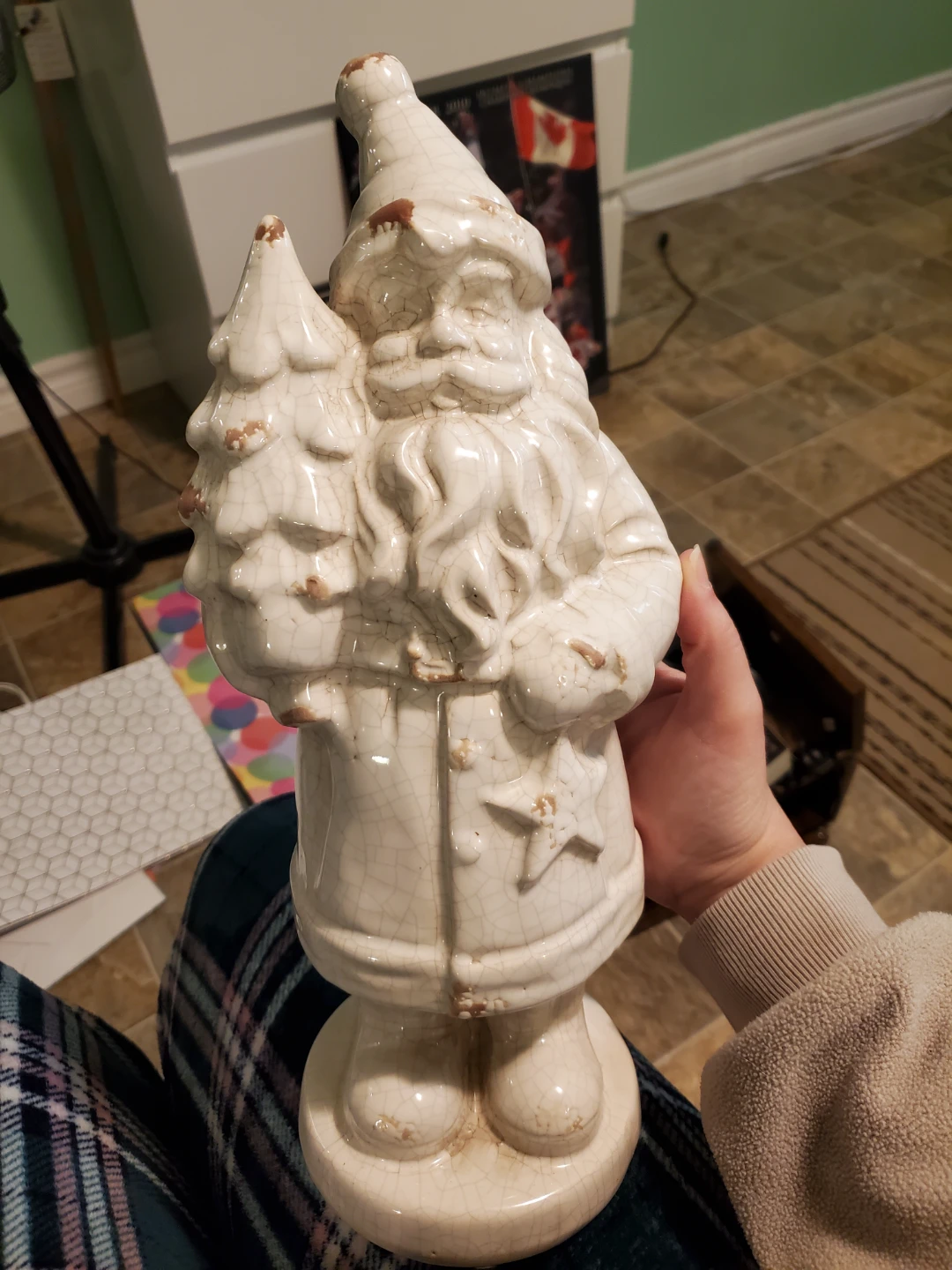 Ceramic Santa Claus Figurine with Christmas Tree