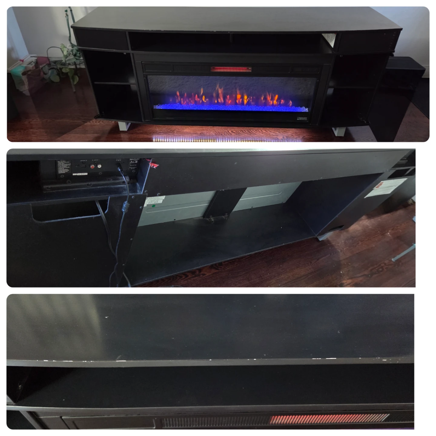Black Electric Fireplace TV Stand