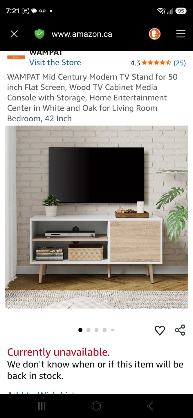 WAMPAT Mid Century Modern TV Stand - White and Oak