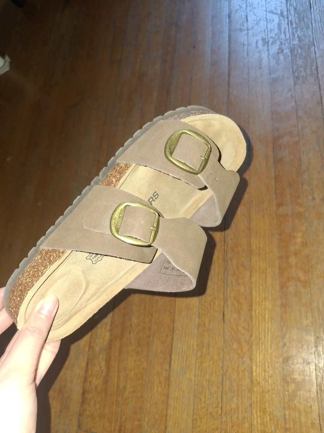 Brown Suede Double Buckle Slide Sandals - photo 3