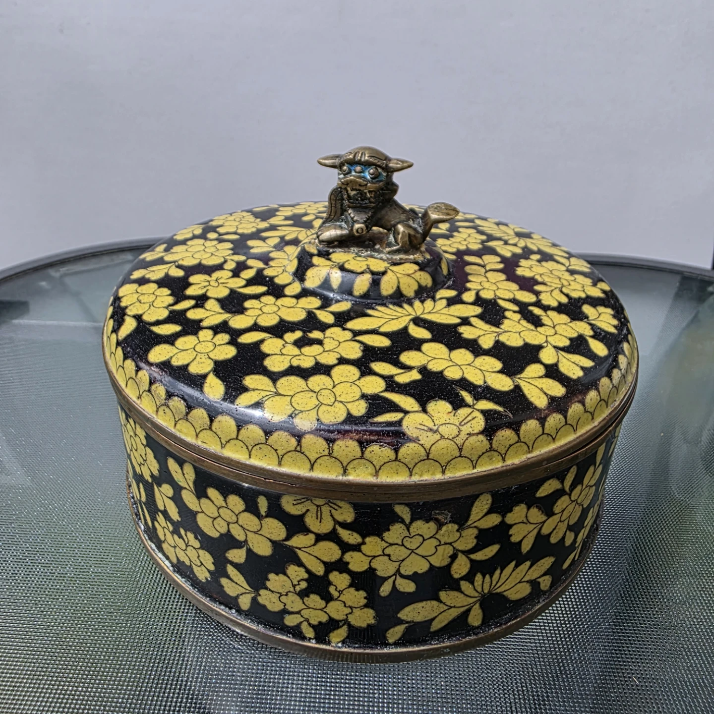 Made inChina Vintage Decorative Trinket Box with Foo Dog Handle
