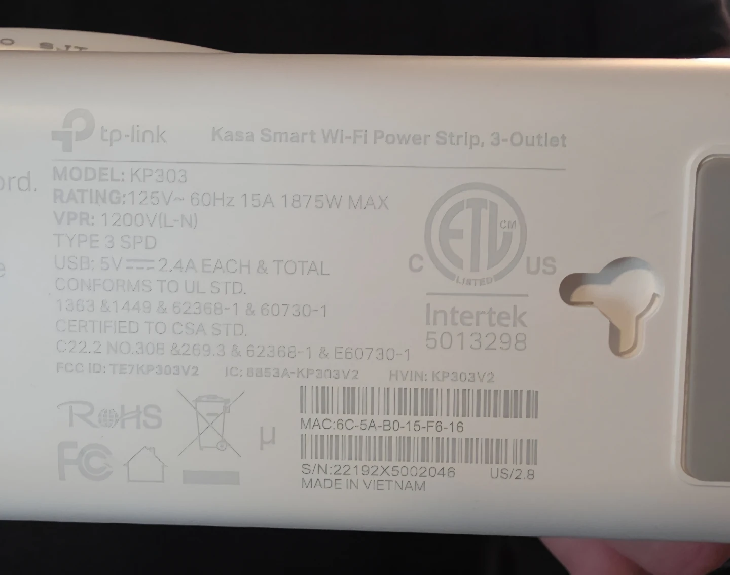 Kasa Smart Wi-Fi Power Strip KP303 - photo 3
