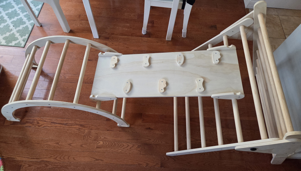 Wooden Pikler Triangle with Slide and Arch Climber