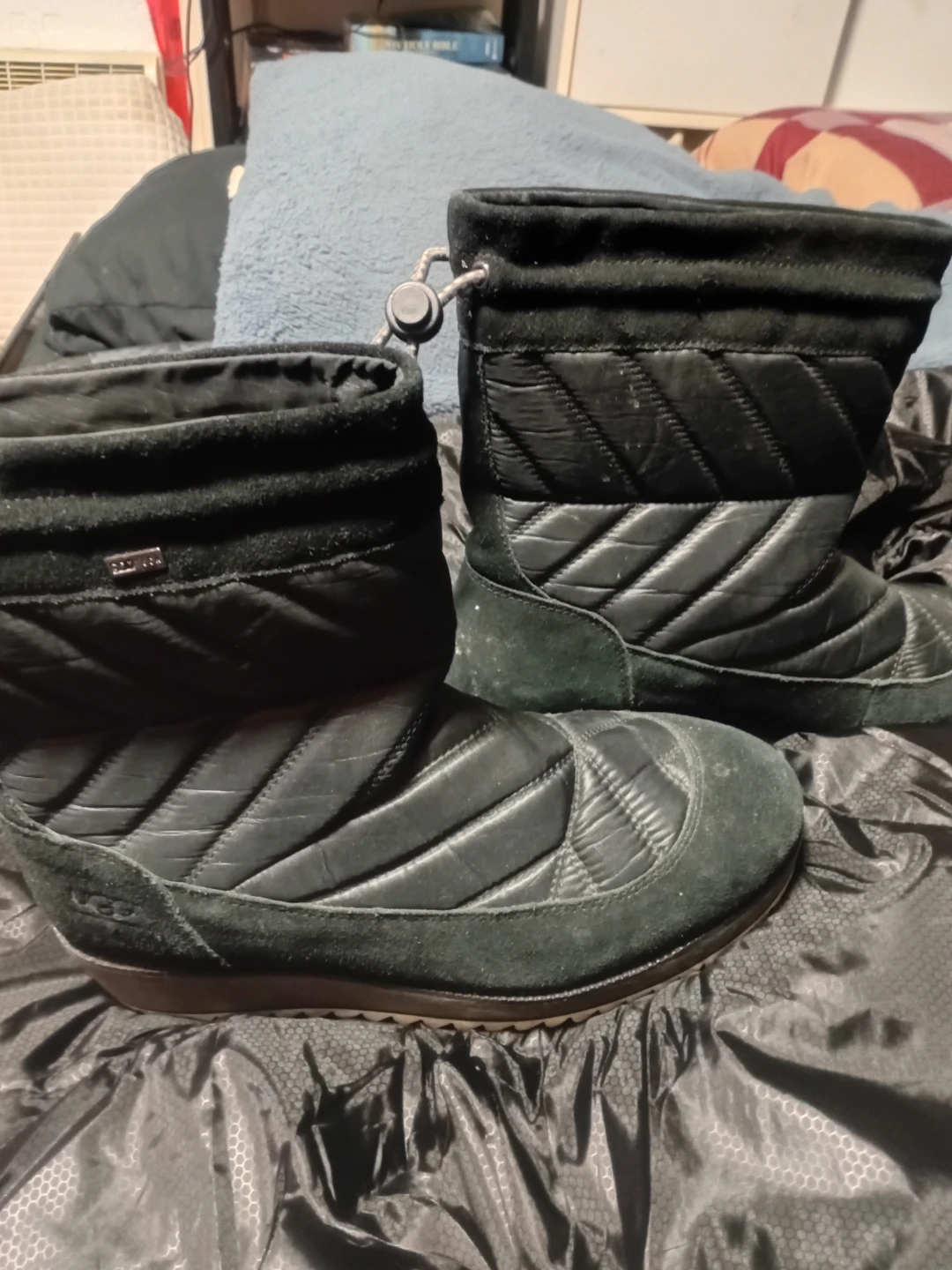 UGG Black Quilted Waterproof Boots Size 10