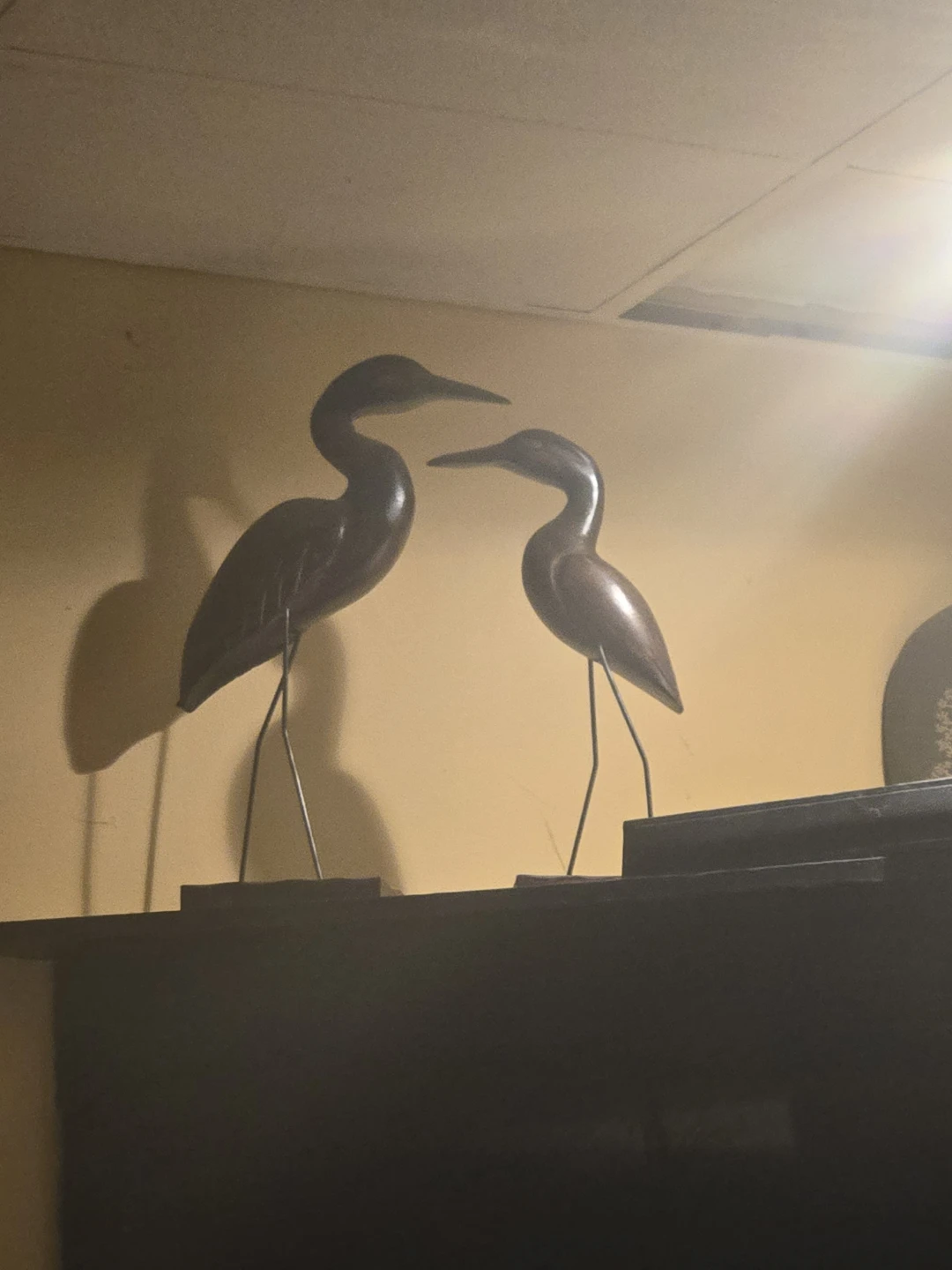 Wooden Heron Bird Figurines (Set of 2)