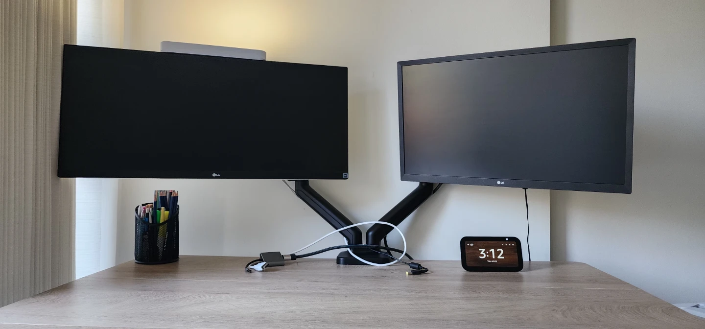 Sit / Stand Desk + Dual Arm Monitor Stand for SALE! - photo 3