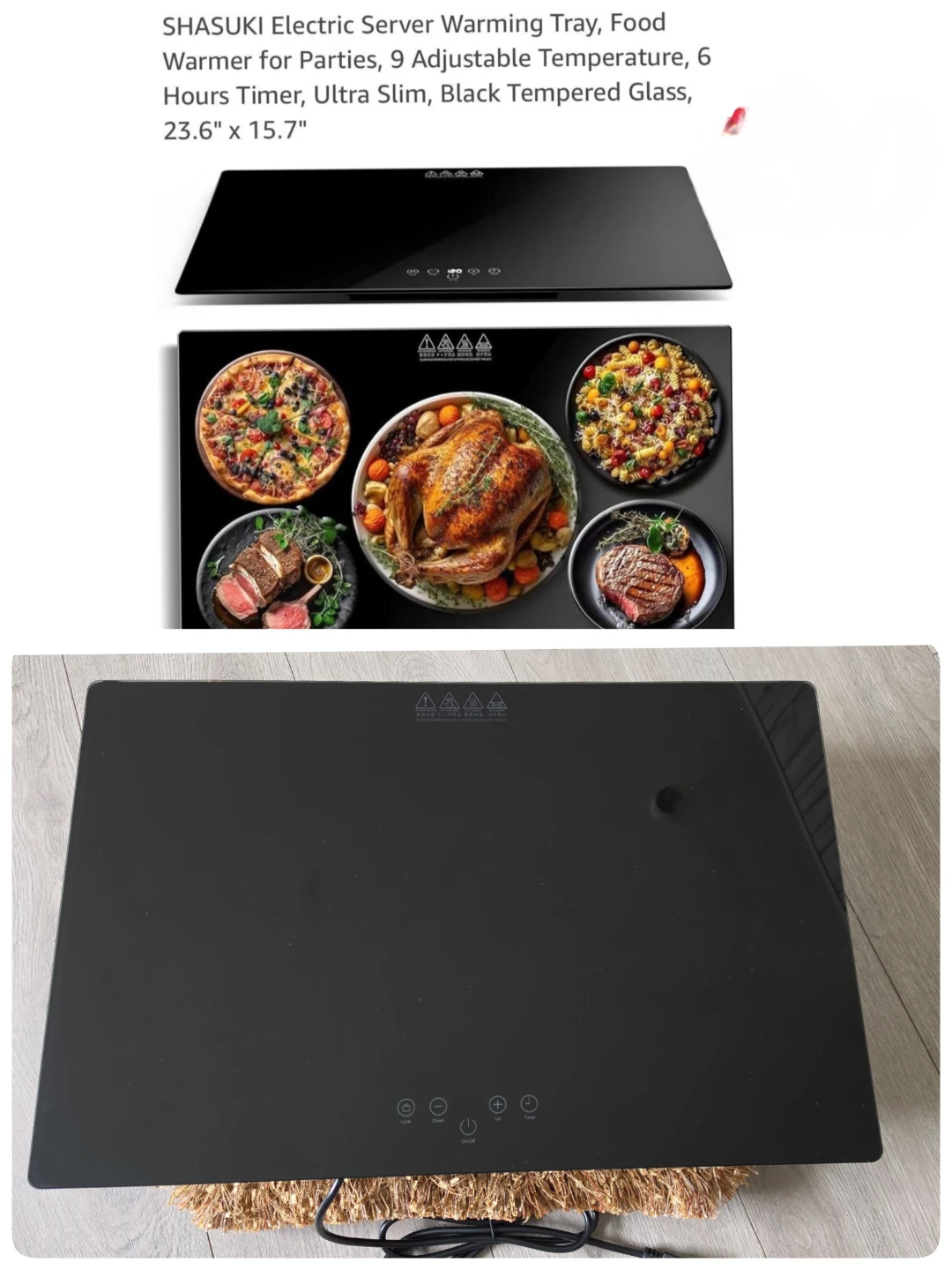 Black Glass Induction Cooktop meal warmer