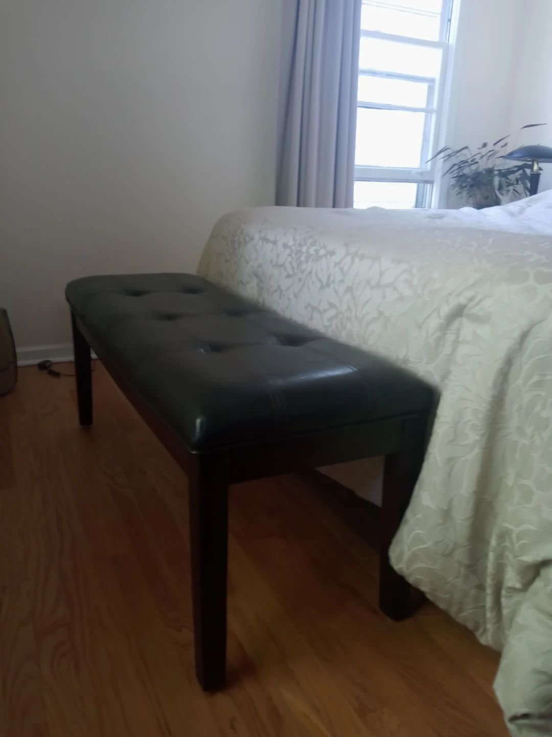 Tufted Faux Leather Bench - photo 2
