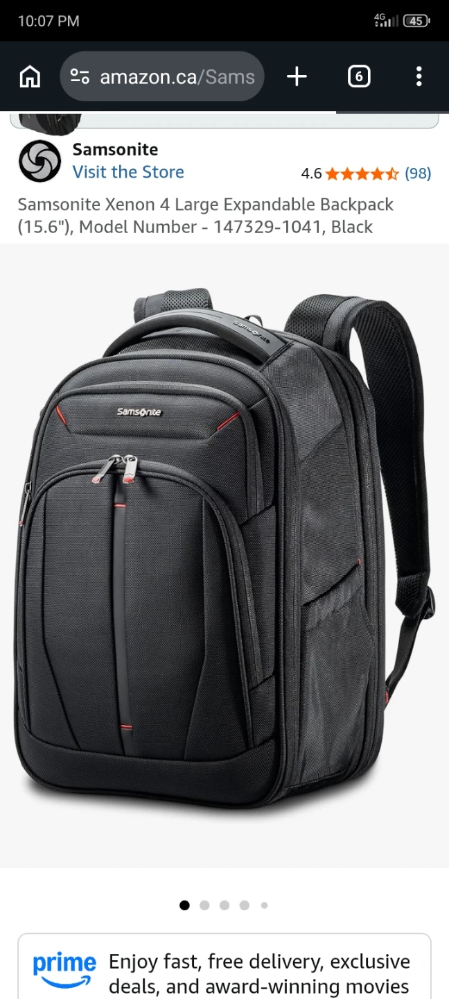 Samsonite Xenon 4 Large Expandable Backpack (15.6") Black