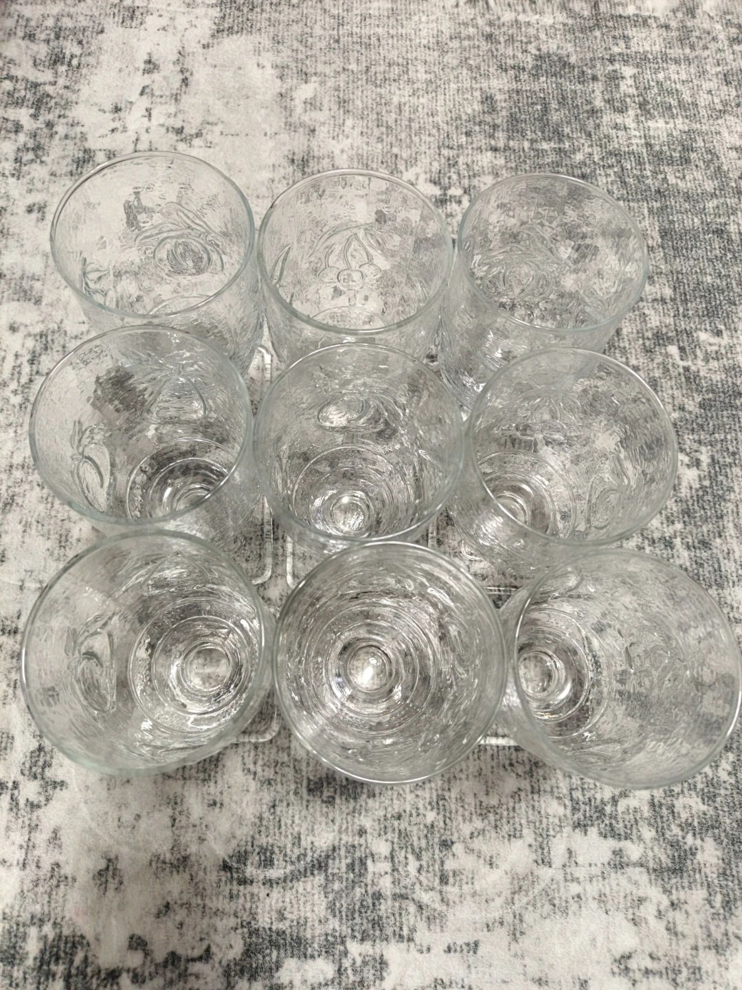Set of 8 Embossed Glass Goblets with Fruit and Bird Designs - photo 4