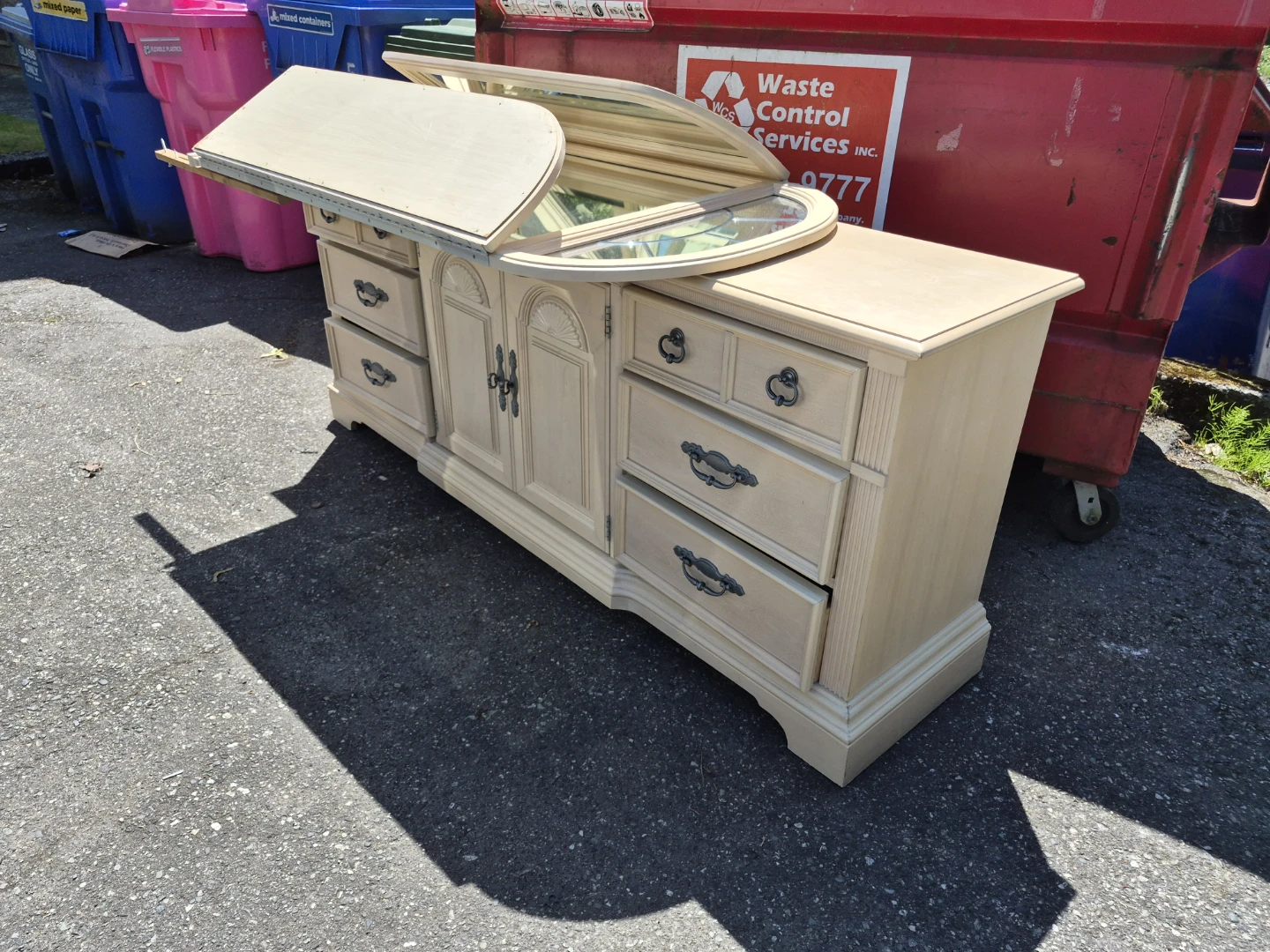Light Wood Dresser with Mirror