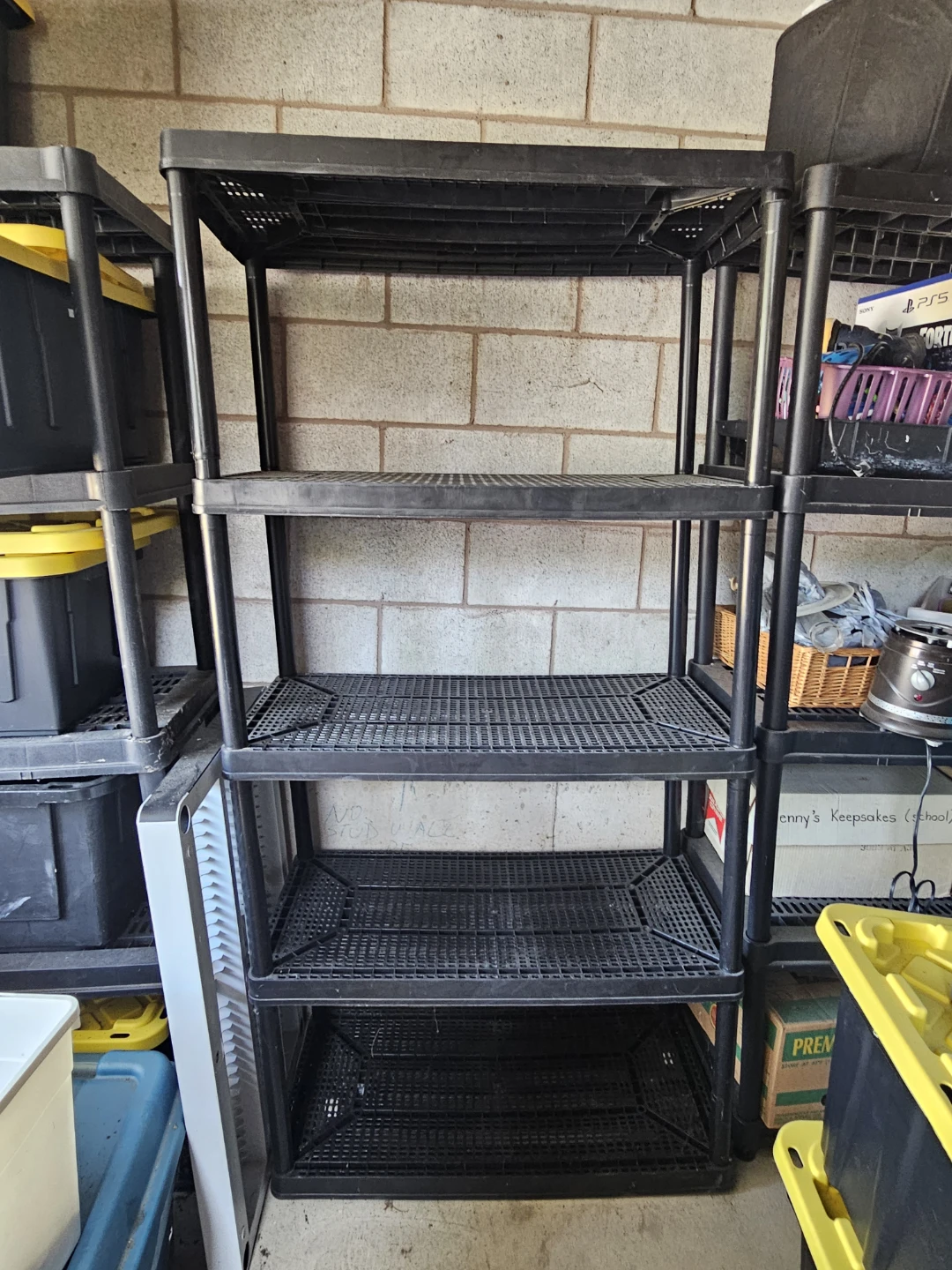 Black 5-Tier Plastic Storage Shelving Unit