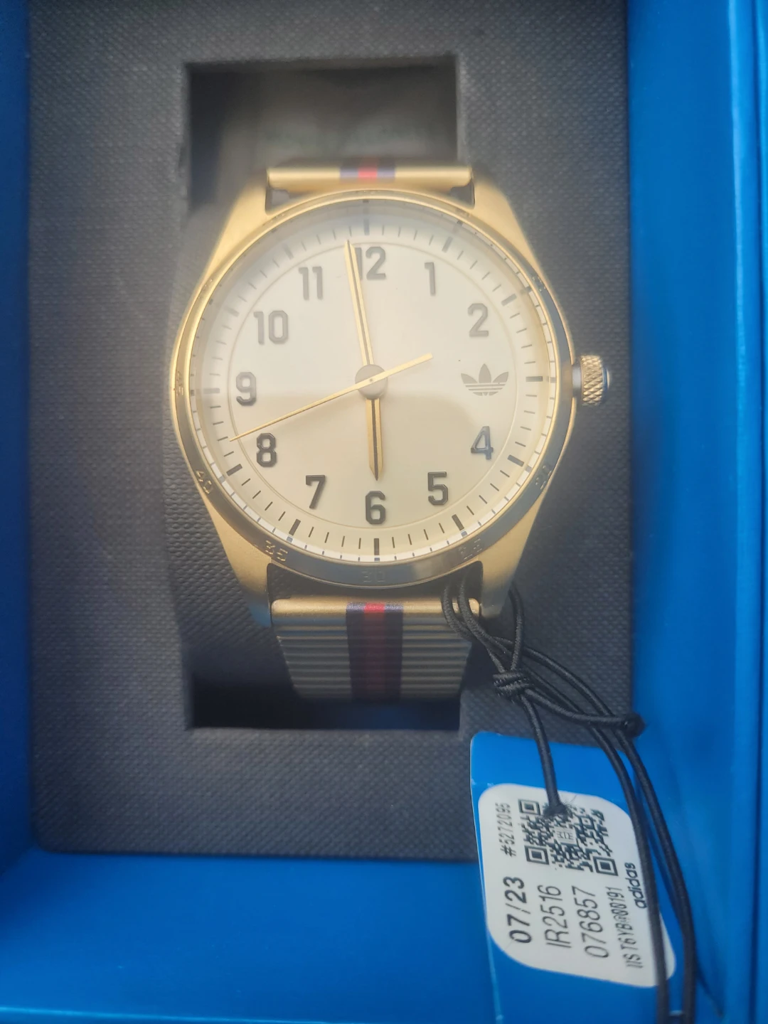 Adidas Gold Tone Watch with Striped Band