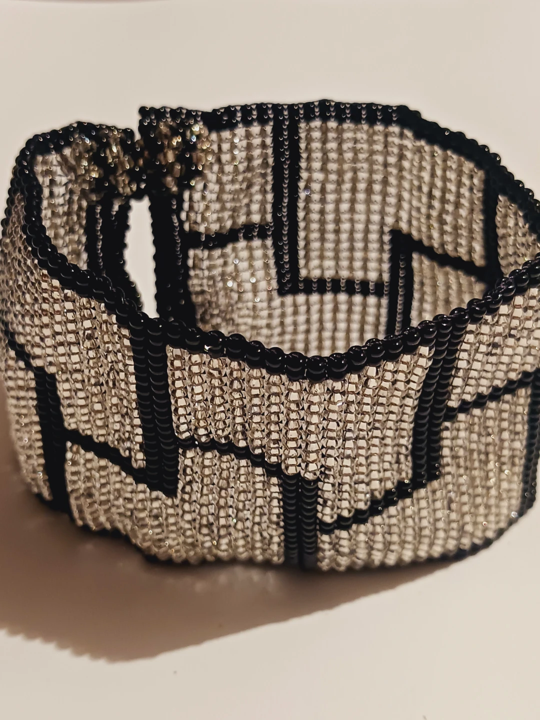 New !!:Geometric Black & Silver Beaded Bracelet - photo 2