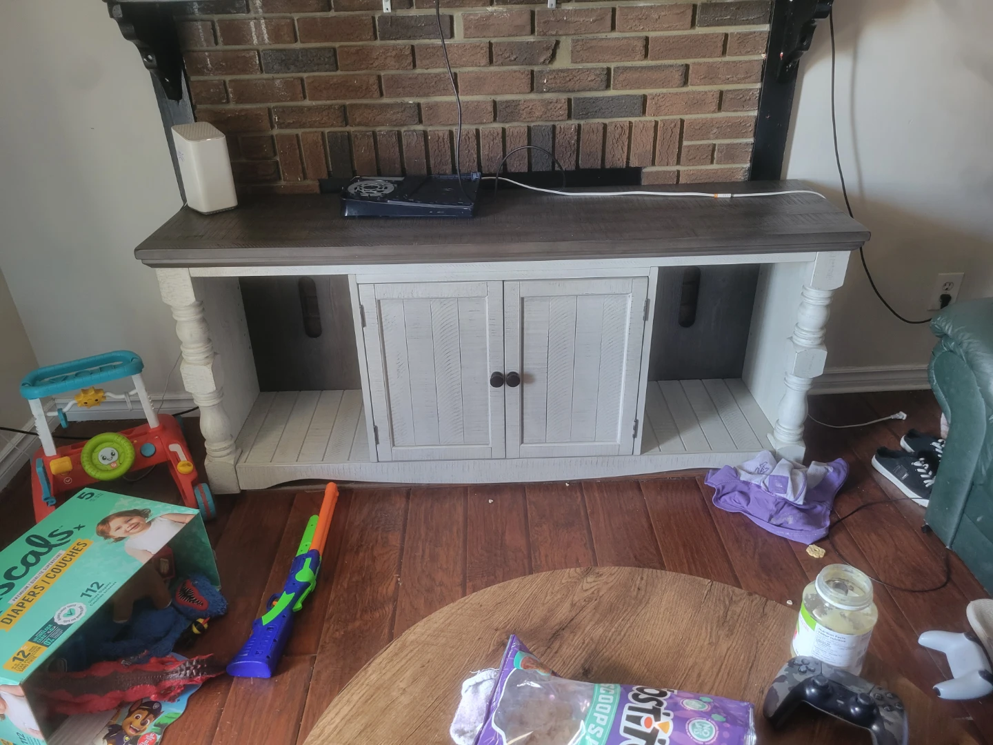Farmhouse Style TV Stand with Cabinet