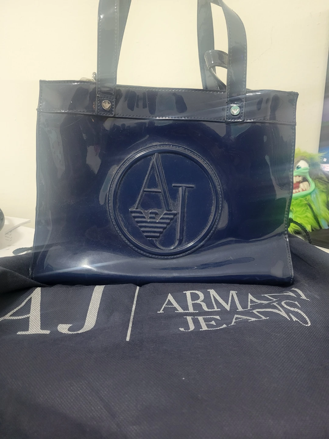 Armani Jeans Navy Patent Leather Tote Bag - photo 2