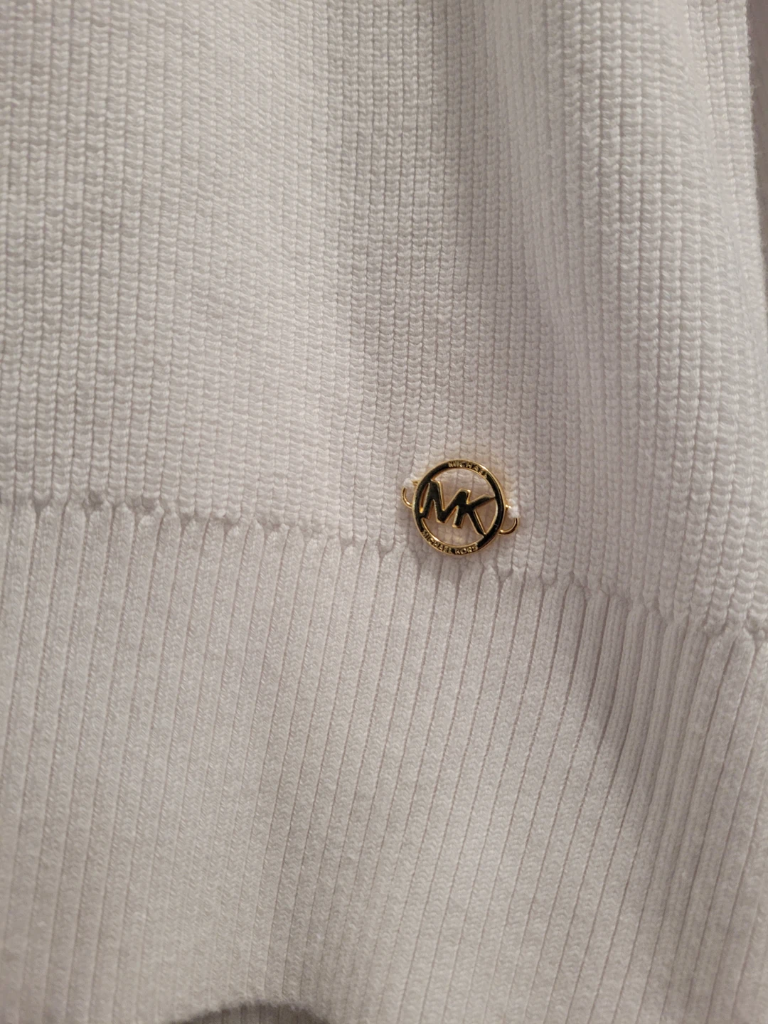Michael Kors White Ribbed Sweater - Size XL - Gold Hardware - photo 2