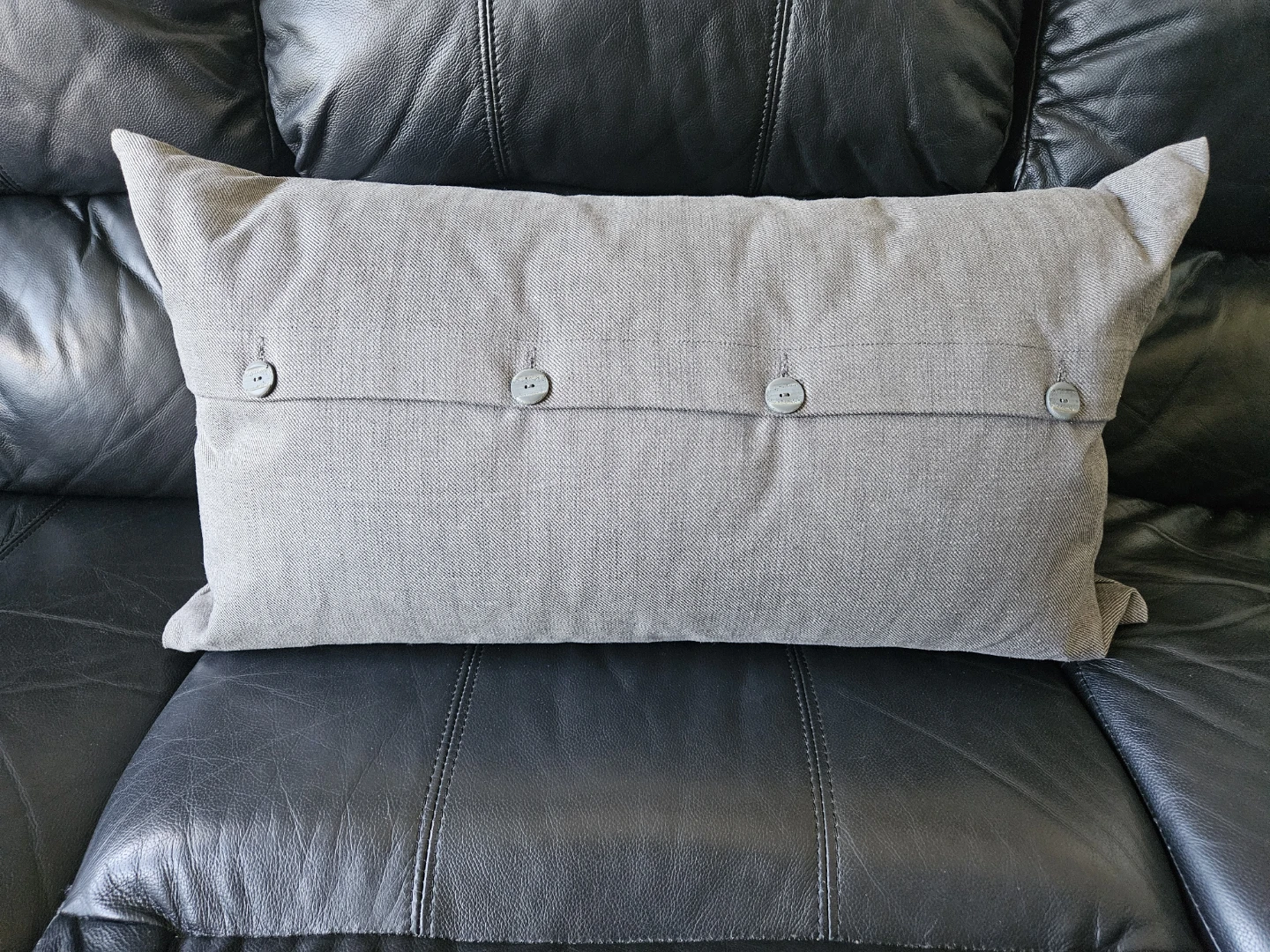 Grey 4 Button Throw Pillow