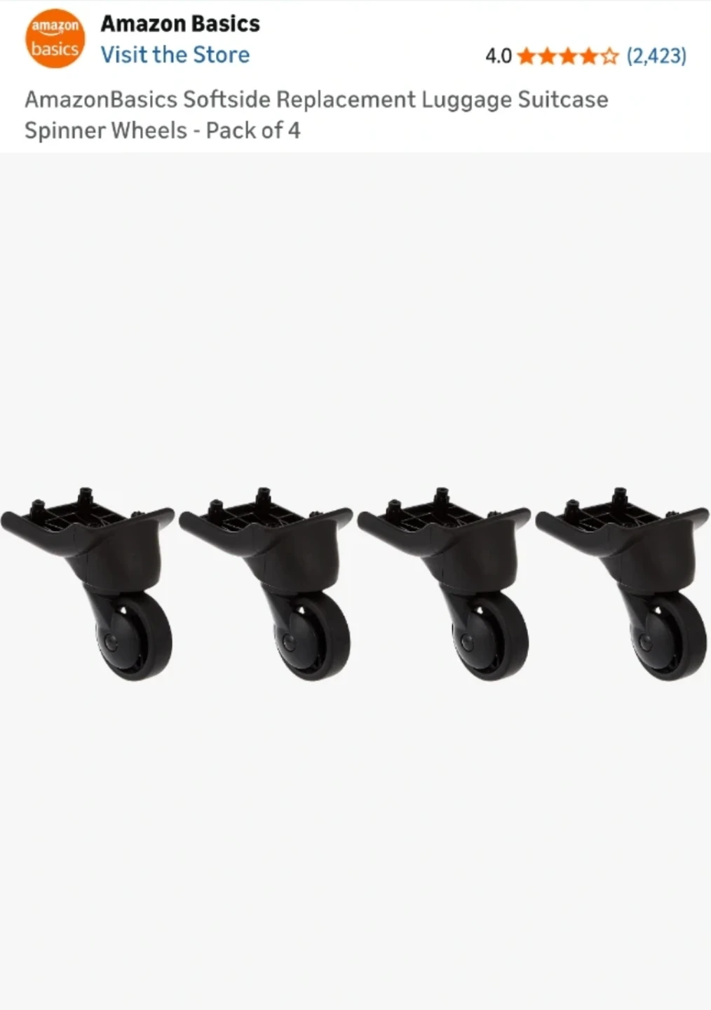 Amazon Basics Replacement Luggage Spinner Wheels - Pack of 4 - photo 3