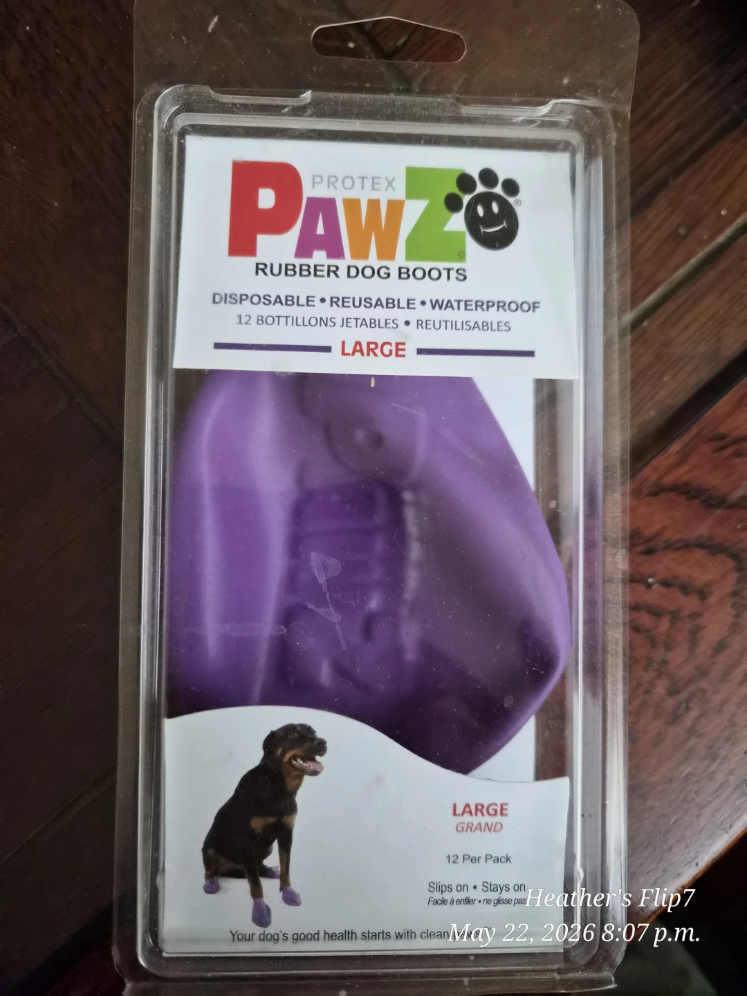 One ProtecX Pawz Rubber Dog Boot - Large, Purple,