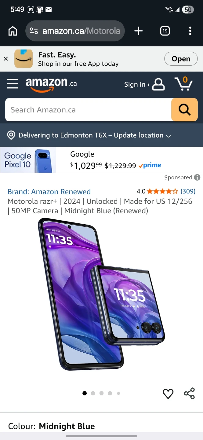 Motorola razr+ 2024 Unlocked Blue 12/256GB sale or trade