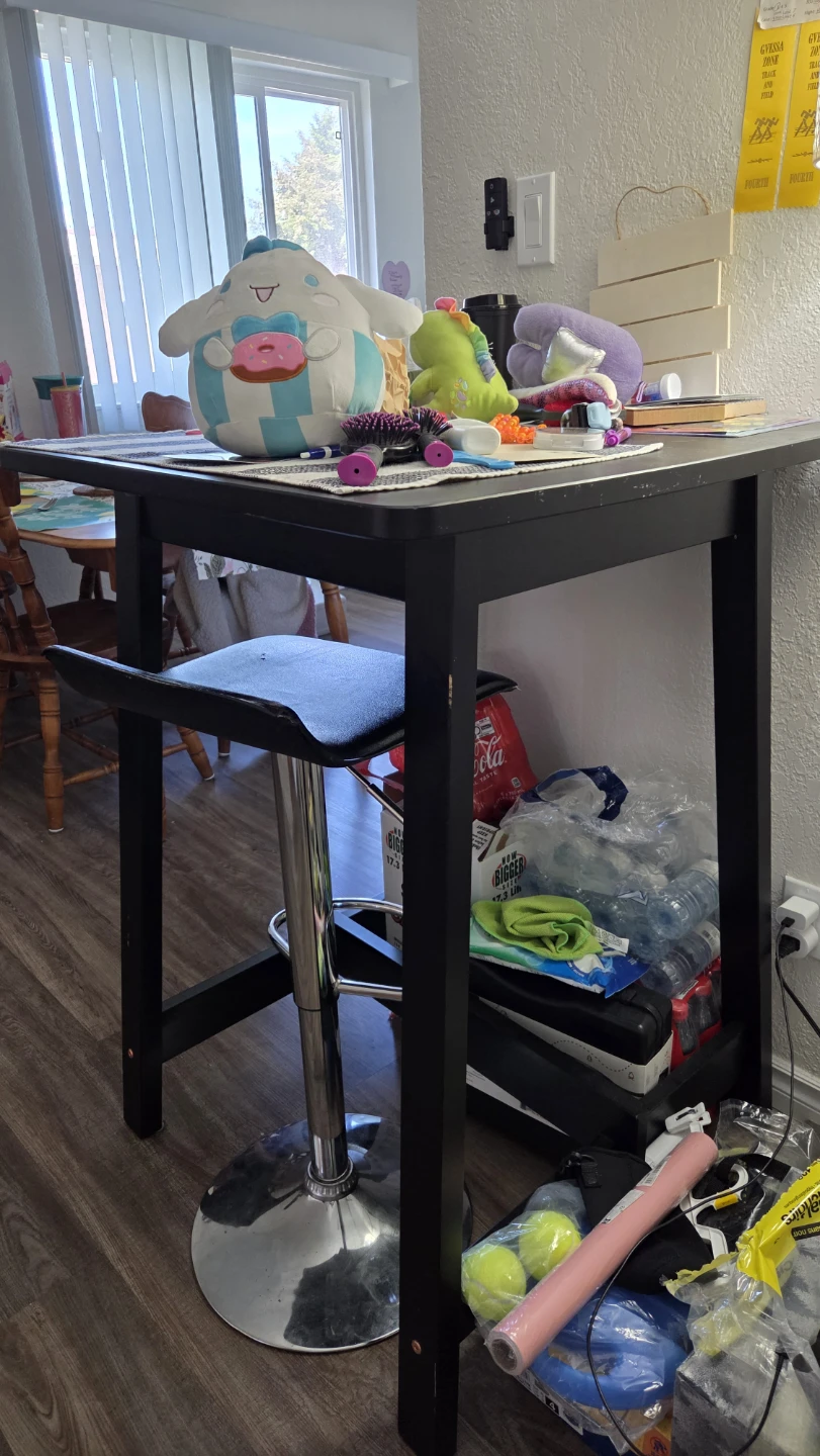 Black Bar Table with Adjustable Stool - photo 2