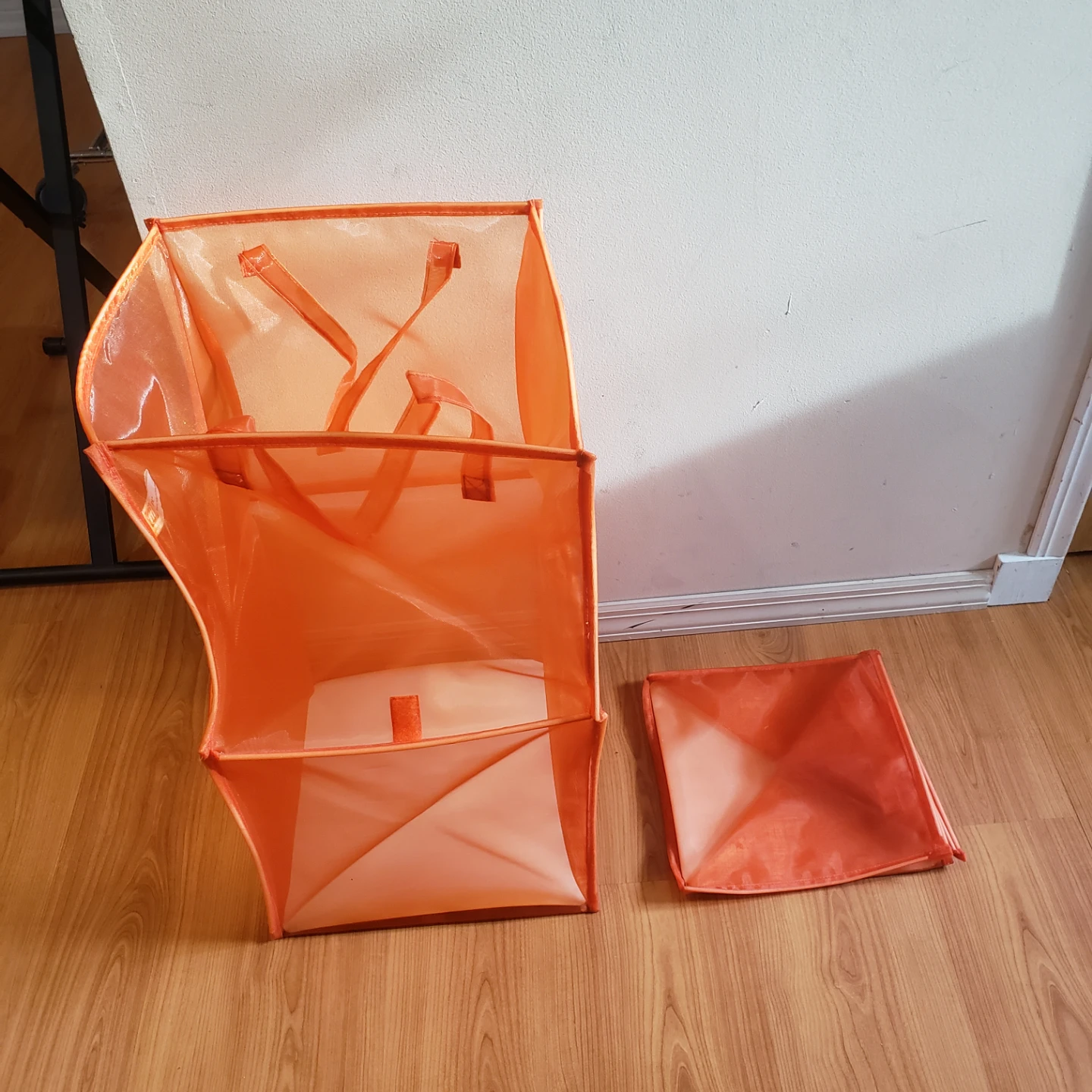 Orange Mesh Laundry Hamper Bag with Handles
