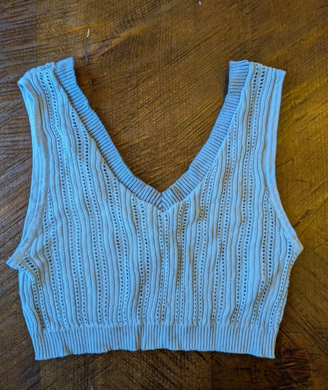 Aeropostale Light Blue Knit V-Neck Crop Top M