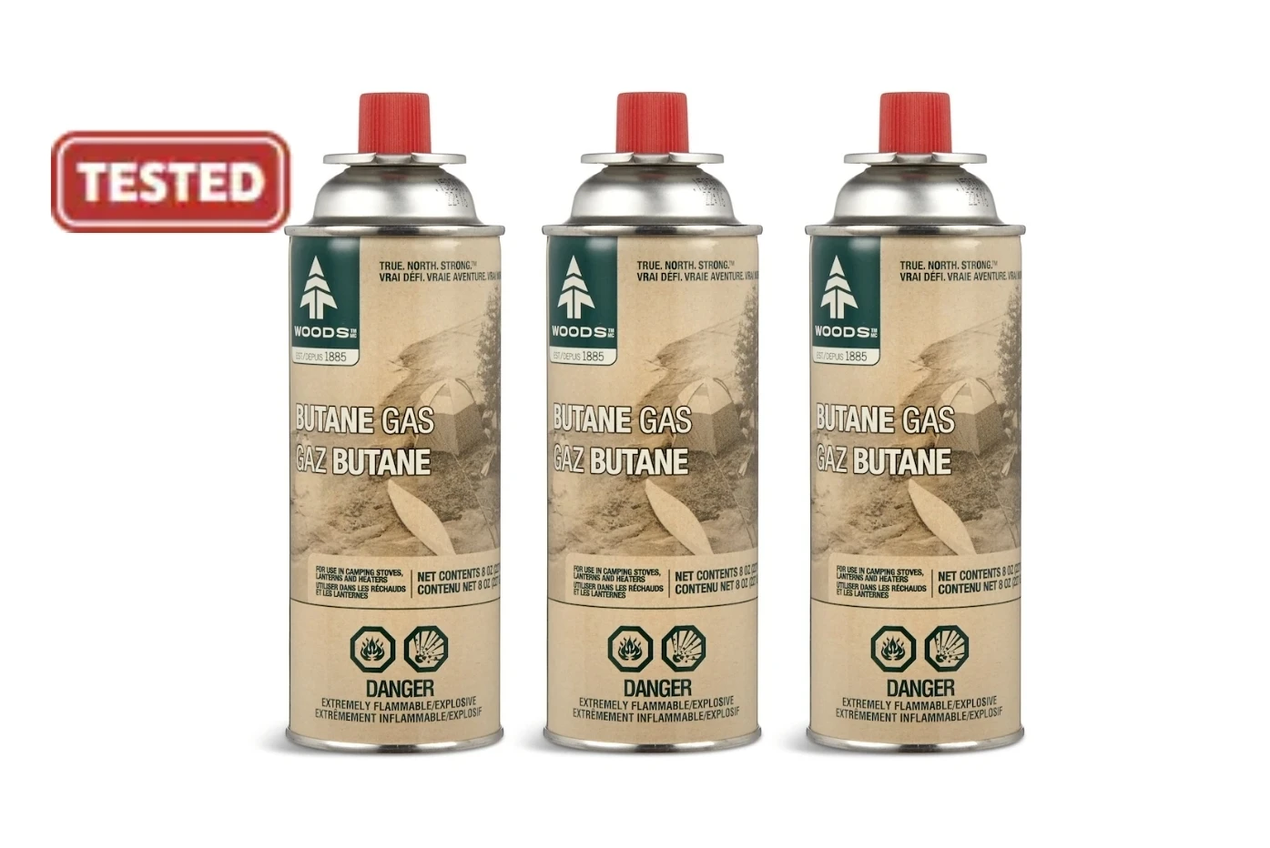 Woods Butane Gas Canisters - 3 Pack