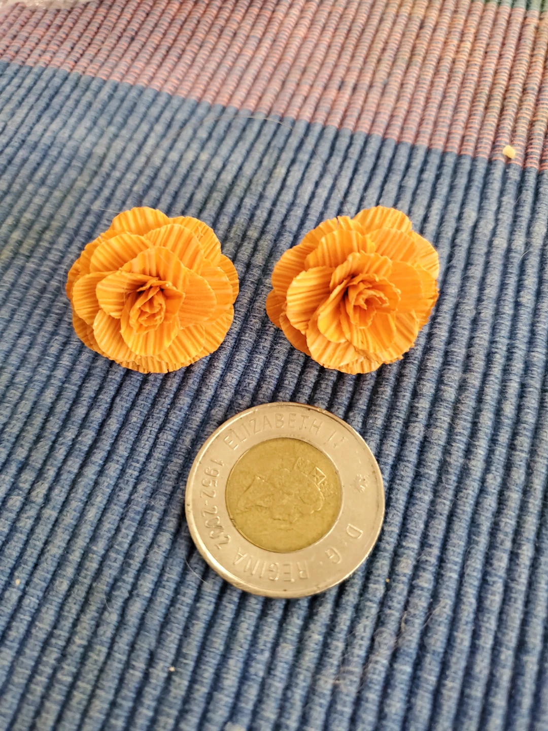 Orange Floral Stud Earrings - photo 2