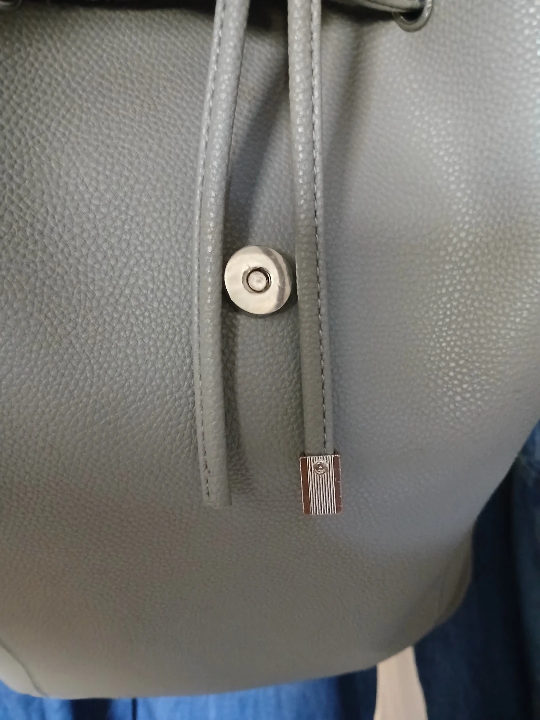Grey Faux Leather Backpack - photo 3