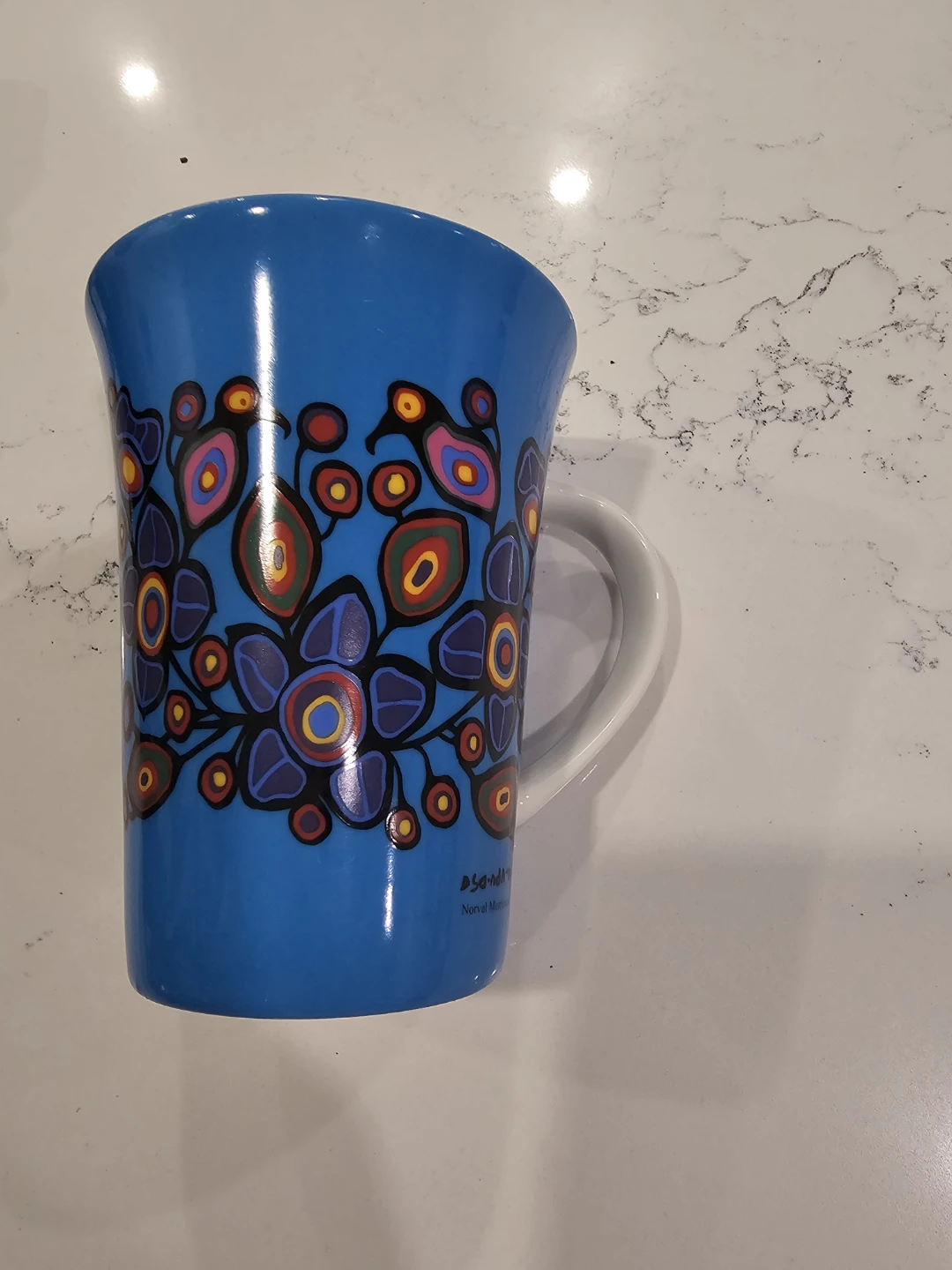 Porcelain Designed in Canada Mug - Blue Floral Bird Design - photo 2