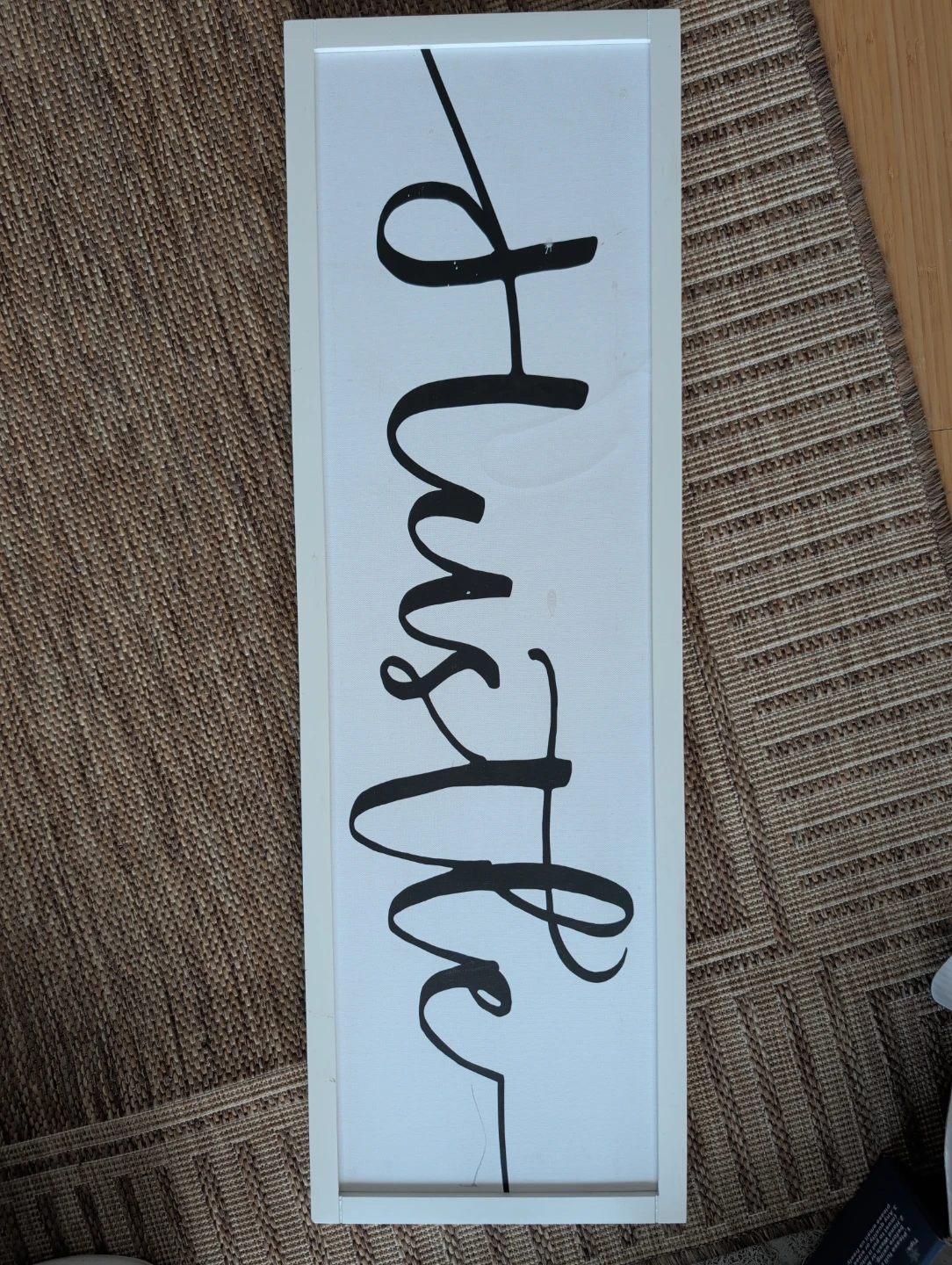 White Framed "Hustle" Wall Art