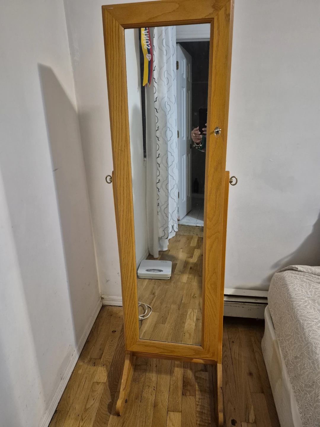 Wooden Cheval Jewelry Armoire Mirror Stand