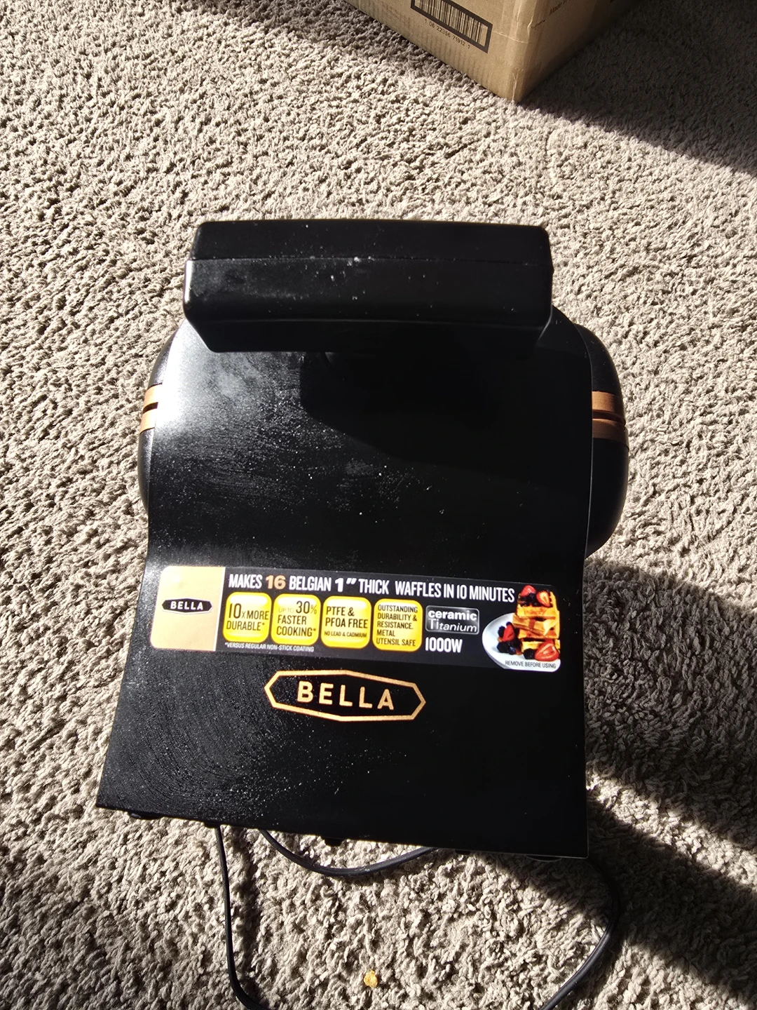 BELLA Rotating Square Waffle Maker (One-Flip)  -Intertek 1000W - photo 5