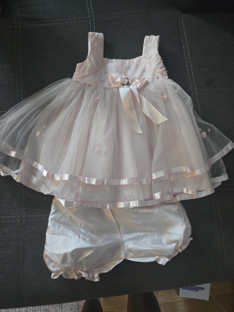 Pink Baby Dress and Bloomer Set - photo 2