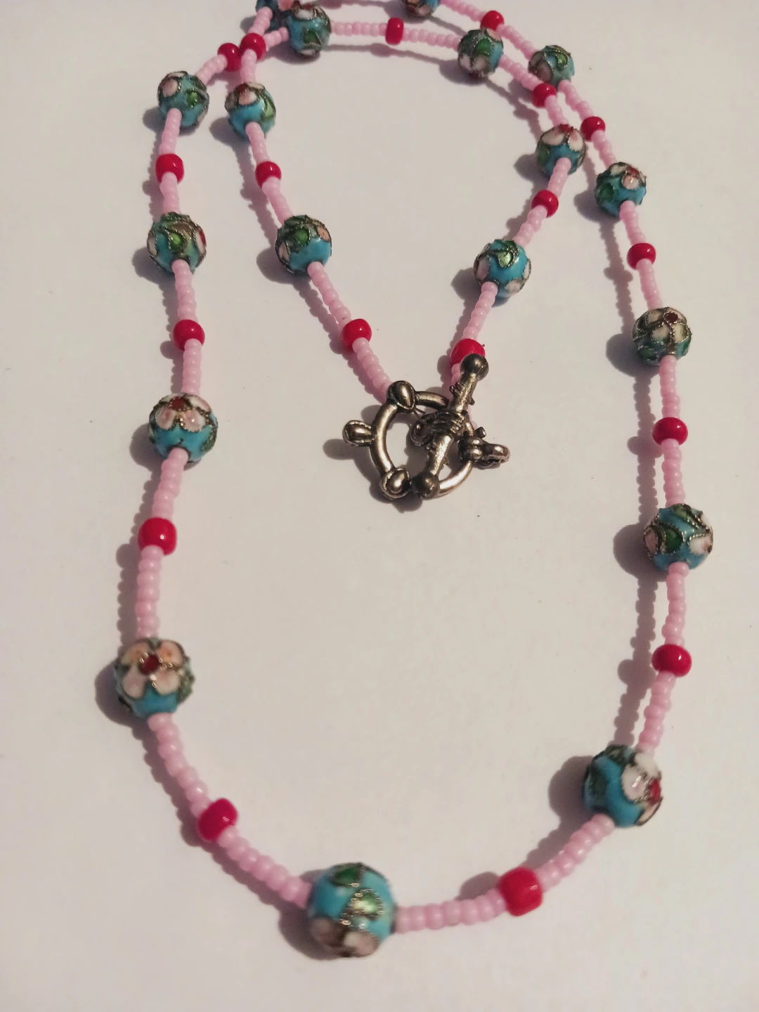 Cute Pink Beaded Necklace with Toggle Clasp - photo 3