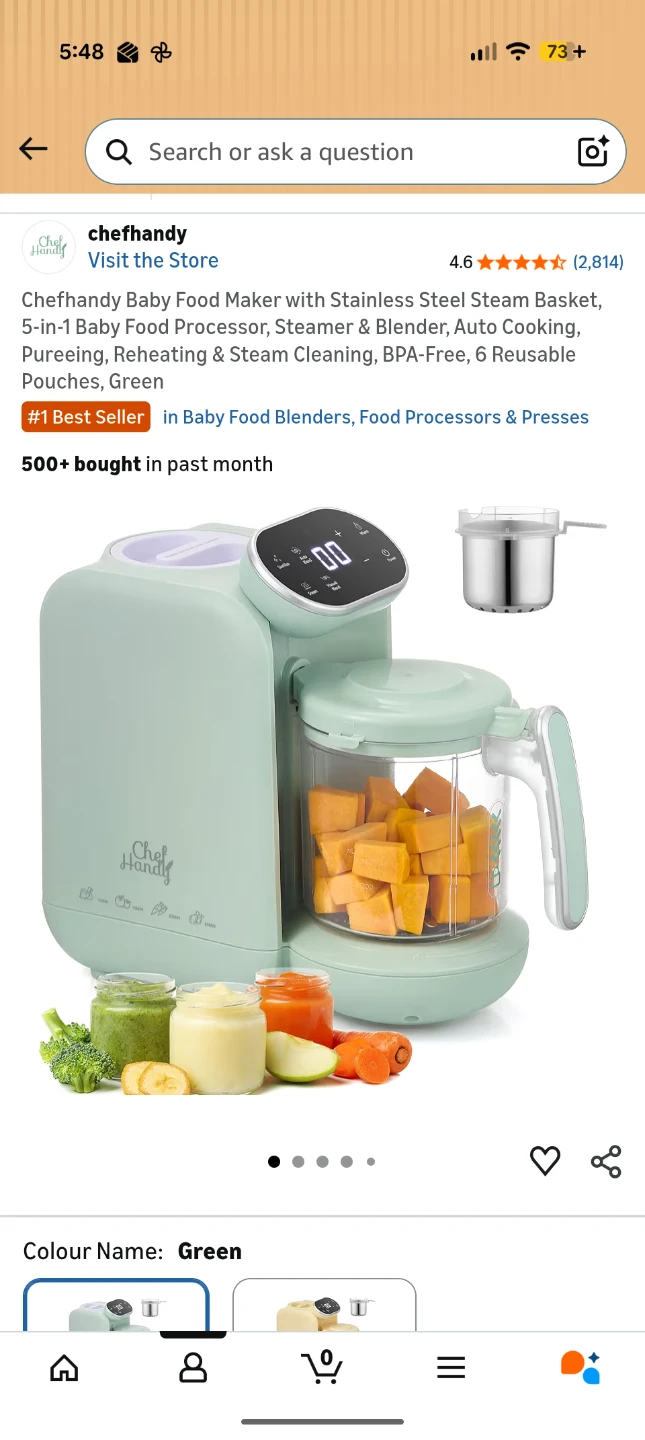 Chefhandy Baby Food Maker Steamer Blender Green - photo 3