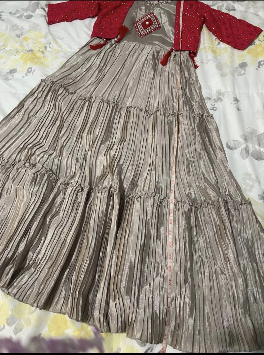 Girls' Tiered Maxi Dress with Embellished Jacket - photo 4