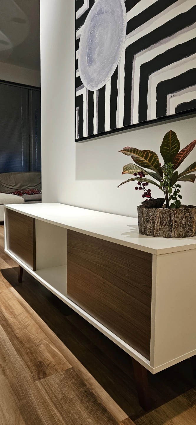 White and Walnut Media Console - photo 3