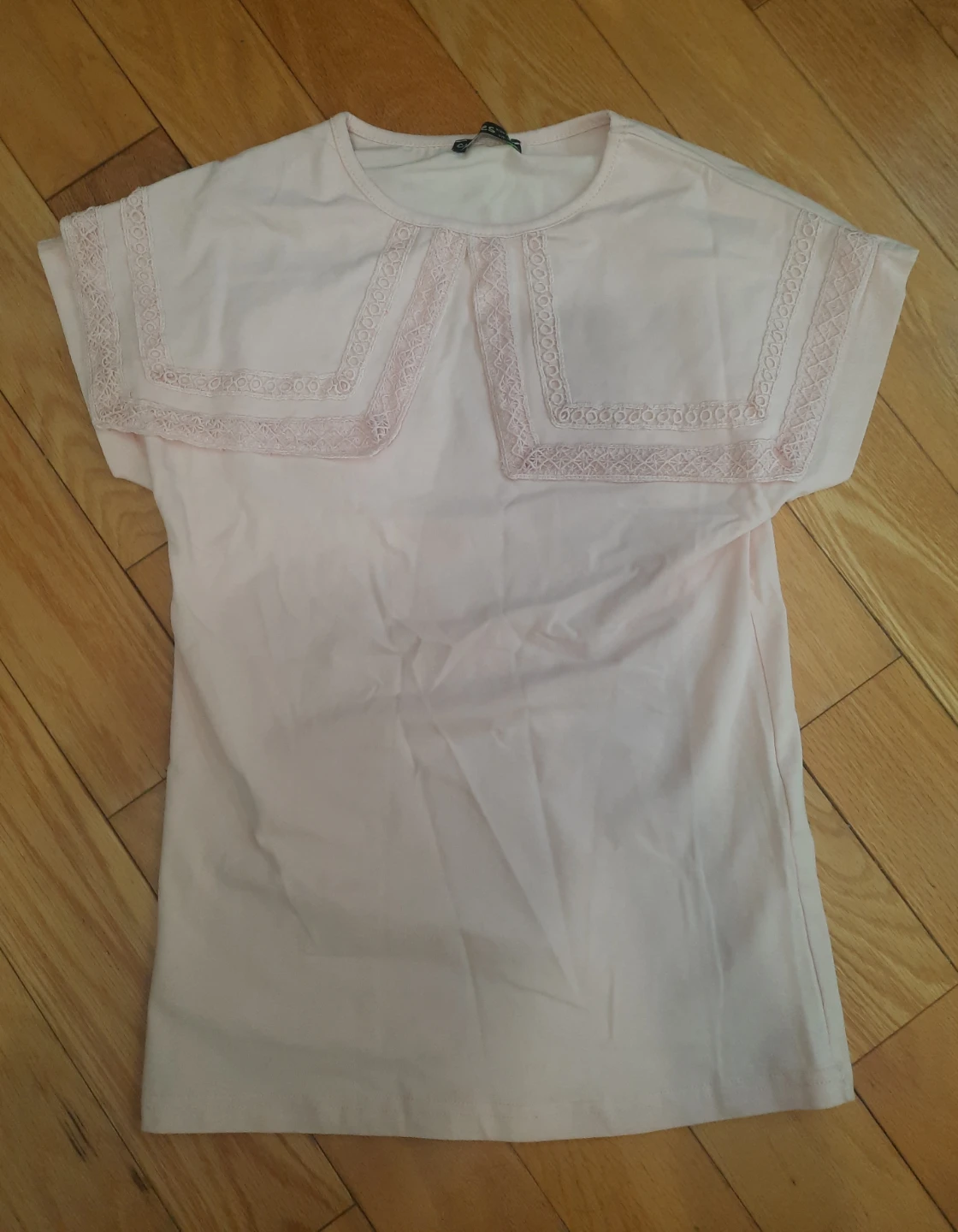 Light Pink Lace Collar T-Shirt