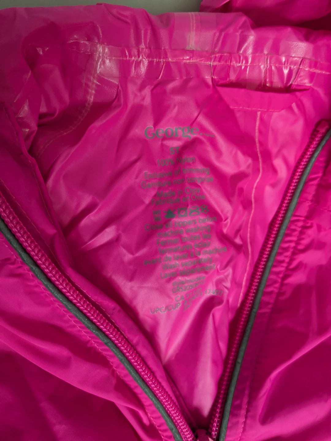 Kids Pink Full Zip Hooded Rainsuit - Size 7 - photo 2